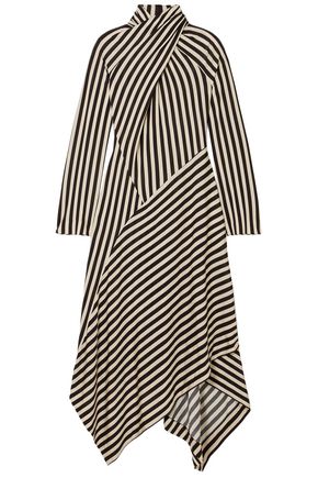 PETAR PETROV Dasha striped stretch-jersey turtleneck midi dress