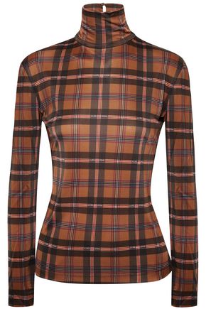 ROKH Mask checked stretch-jersey turtleneck top