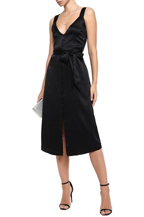 Cami Nyc The Freddie Belted Silk satin Midi Dress In Black ModeSens