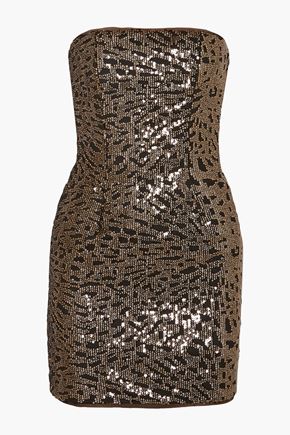 HANEY Naomi strapless sequined tulle mini dress