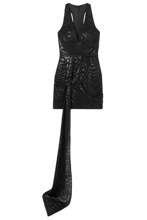 HANEY Lexi draped fil coupé silk-blend mini dress