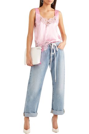 Givenchy Lace-trimmed Silk-satin Camisole In Pink