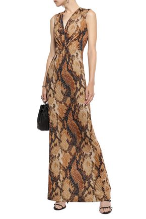 Click to view more detailed imagery on our partner's website Just Cavalli Woman Wrap-Effect Snake-Print Stretch-Jersey Maxi Dress Animal Print