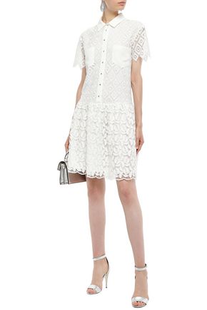 Click to view more detailed imagery on our partner's website Just Cavalli Woman Crochet And Fil Coupé Chiffon Mini Dress White