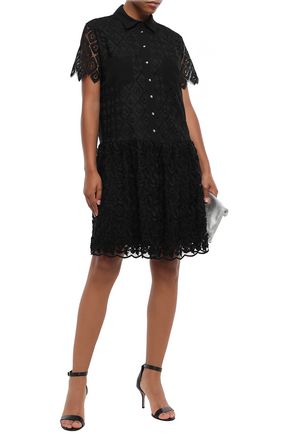 Click to view more detailed imagery on our partner's website Just Cavalli Woman Crochet And Fil Coupé Chiffon Mini Dress Black
