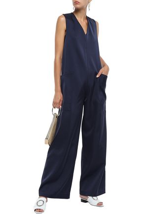 Click to view more detailed imagery on our partner's website Tibi Woman Satin-crepe Wide-leg Jumpsuit Navy