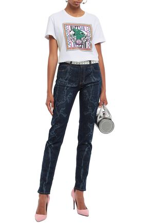 Click to view more detailed imagery on our partner's website Just Cavalli Woman Embellished Printed Cotton-Jersey T-Shirt White
