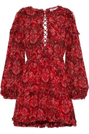 IRO Darling open-back printed crepe de chine mini dress
