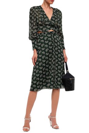 Click to view more detailed imagery on our partner's website Anna Sui Woman Cropped Printed Georgette Wrap Top Forest Green