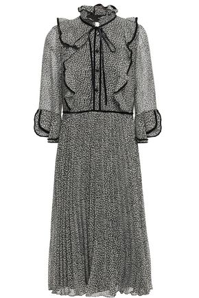 MIKAEL AGHAL Pleated leopard-print chiffon dress