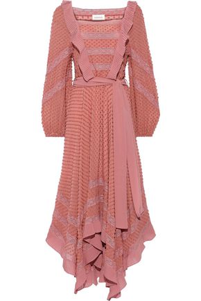 ZIMMERMANN Unbridled Hanky lace-trimmed fil coupé silk-chiffon midi dress
