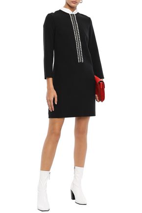 Click to view more detailed imagery on our partner's website Sandro Woman Picot-Trimmed Cady Mini Dress Black