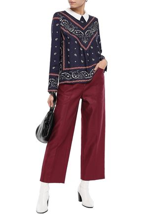 Click to view more detailed imagery on our partner's website Sandro Woman Satin-Jacquard Blouse Navy