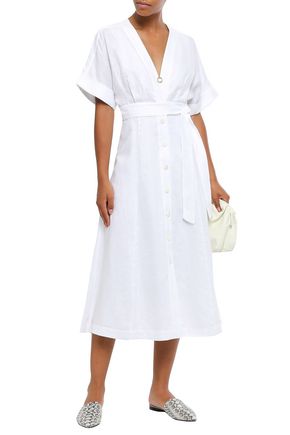 equipment white linen dress