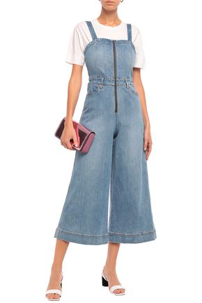 ALICE AND OLIVIA CROPPED DENIM JUMPSUIT,3074457345621174653