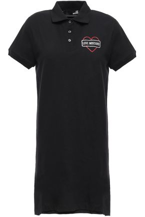 LOVE MOSCHINO Glitter-embellished cotton-blend piqué mini dress