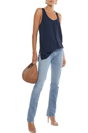 J BRAND J BRAND WOMAN WOVEN TANK NAVY,3074457345621293743