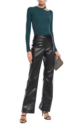 Alix Lawrence Cutout Ribbed Stretch-modal Bodysuit In Teal
