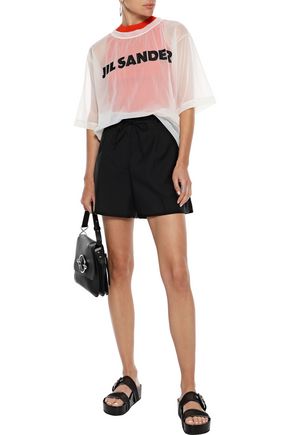 Jil Sander Belted Wool And Mohair-blend Shorts In Black