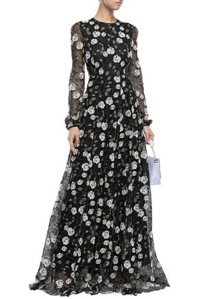 Click to view more detailed imagery on our partner's website Giambattista Valli Woman Embroidered Cotton-Blend Corded Lace Gown Black