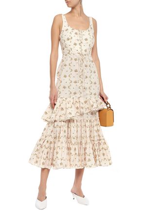 BROCK COLLECTION TIERED FLORAL-PRINT COTTON MIDI DRESS,3074457345621298631