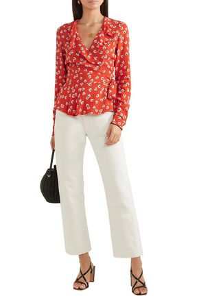 ganni floral wrap top