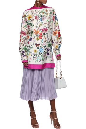 GUCCI OVERSIZED FLORAL-PRINT SILK-TWILL SHIRT,3074457345621297577