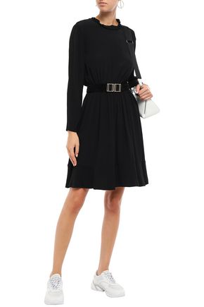Sandro Wrap-effect Embellished Woven Mini Dress In Black