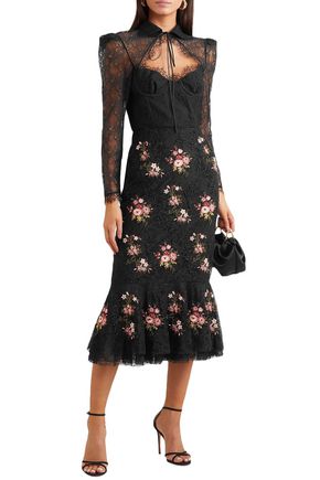 Brock Collection Cutout Embellished Embroidered Lace Blouse In Black