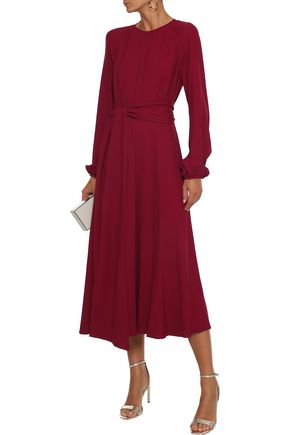 Giambattista Valli Woman Tie-front Crepe Midi Dress Claret | ModeSens
