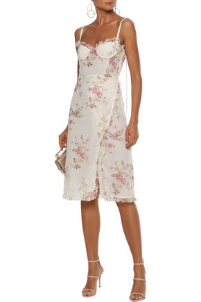 Brock Collection Woman Ruffle-trimmed Floral-print Silk-gauze Dress Off-white