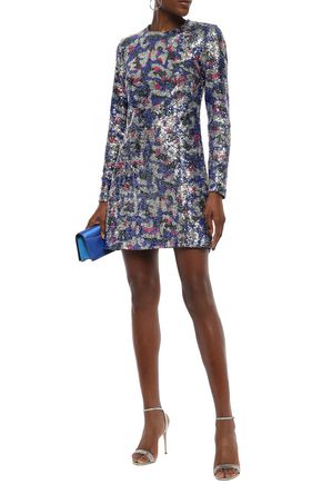 MARY KATRANTZOU MARY KATRANTZOU WOMAN DIXICULT PRINTED SEQUINED COTTON-BLEND MINI DRESS SILVER,3074457345621328157