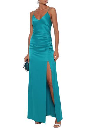 ALICE AND OLIVIA FALLON RUCHED SATIN GOWN,3074457345621136298