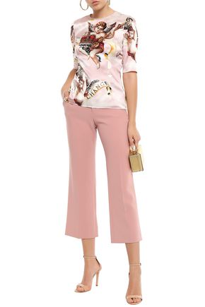 Dolce & Gabbana Printed Stretch-silk Satin Top In Pink