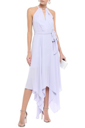 Halston Heritage Halston Woman Asymmetric Belted Crepe Halterneck Midi ...