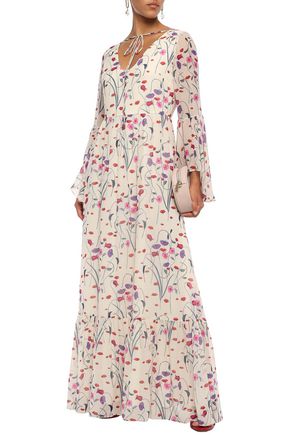 Borgo De Nor Woman Florencia Floral-print Silk-chiffon Maxi Dress Ivory ...