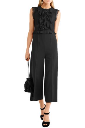 RED VALENTINO RUFFLED CHIFFON, CREPE AND LACE JUMPSUIT,3074457345621316565