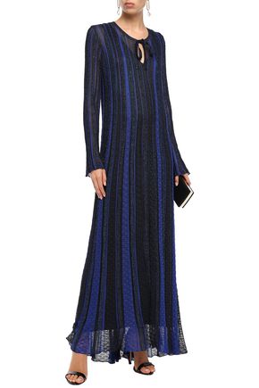 Missoni Metallic Crochet-knit Maxi Dress In Midnight Blue