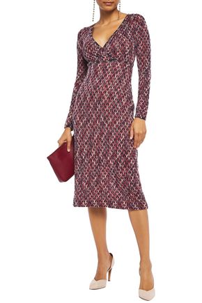 Missoni Wrap-effect Crochet-knit Midi Dress In Grape
