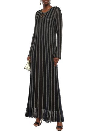 Missoni Metallic Crochet-knit Maxi Dress In Black
