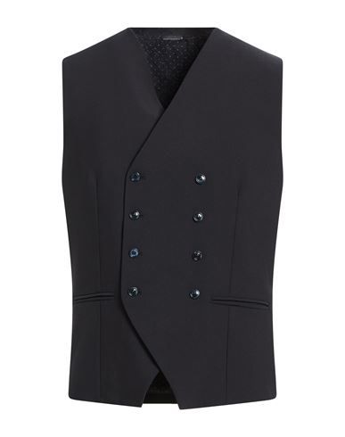 Grey Daniele Alessandrini Man Tailored Vest Midnight Blue Size 44 Polyester, Viscose, Elastane In Black