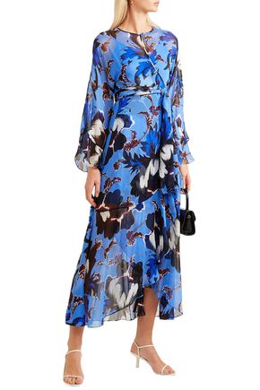 DIANE VON FURSTENBERG LIZELLA RUFFLED FLORAL-PRINT CREPON WRAP MAXI DRESS,3074457345621407354