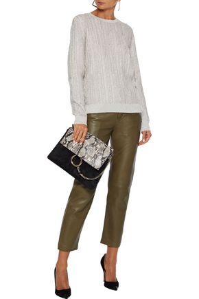 Herve Leger Frayed Metallic Ribbed-knit Sweater In Gray