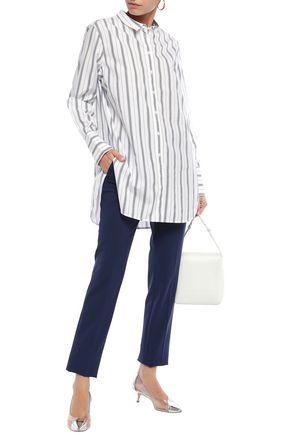 Shop By Malene Birger Striped Cotton-poplin Shirt In Cobalt Blue