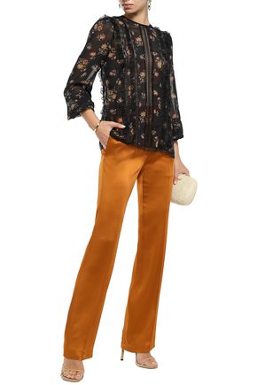 Click to view more detailed imagery on our partner's website Zimmermann Tempest Lace-trimmed Floral-print Georgette Blouse In Black