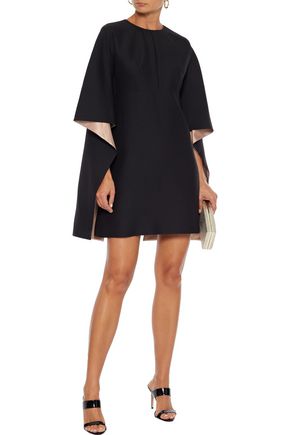 Valentino Cape-effect Wool And Silk-blend Cady Mini Dress In Black