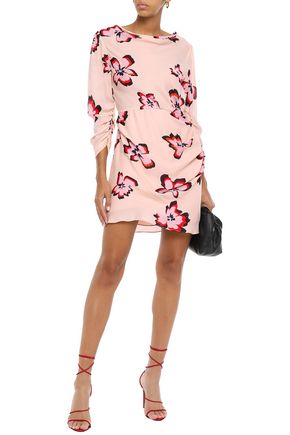 A.l.c Draped Floral-print Silk-crepe Mini Dress In Blush