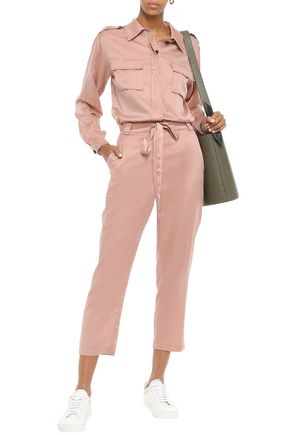 A.L.C CROPPED WASHED COTTON AND SILK-BLEND JUMPSUIT,3074457345621439645