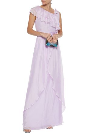 Rachel Zoe Susanna Bow-detailed Ruffled Organza Gown In Lilac