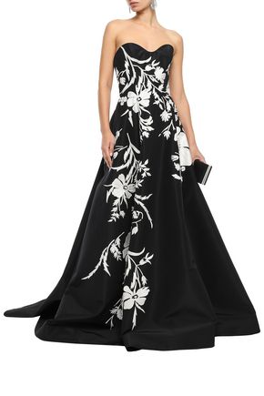 Carolina Herrera Woman Strapless Embellished Silk-faille Gown Black